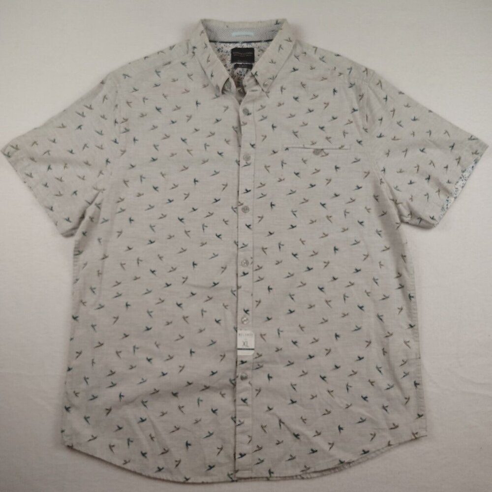 Denim & Flower White Hummingbird Slim Fit  Shirt Ricky Singh Mens XL